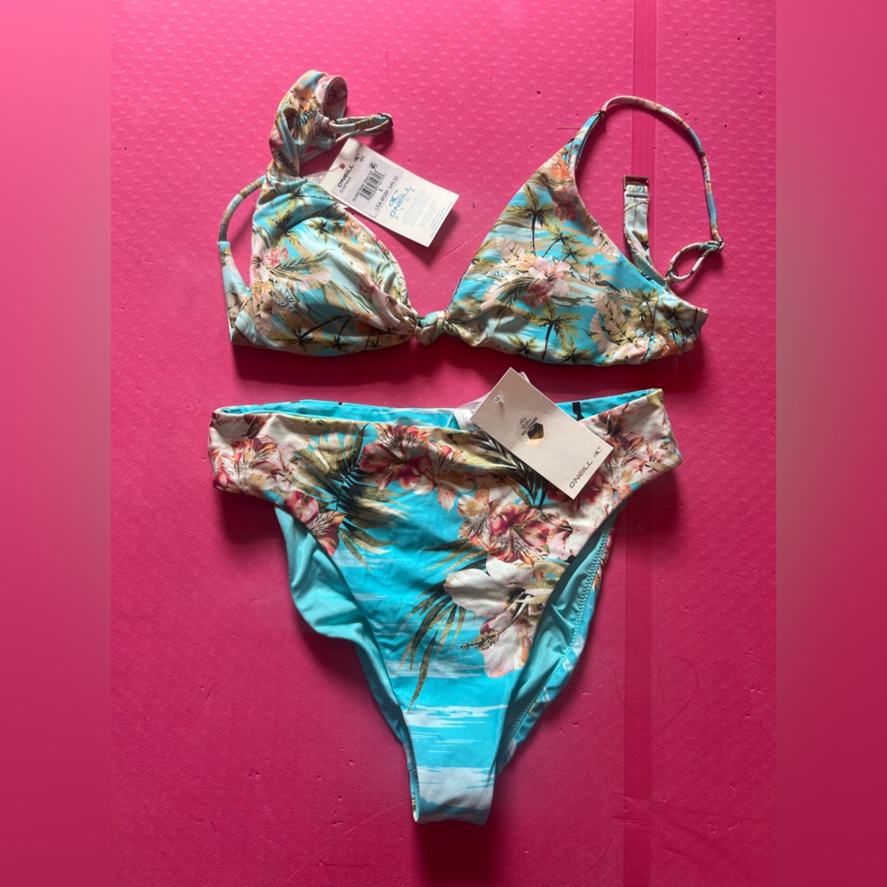 O'Neill Floral Bikini - Blue and White
